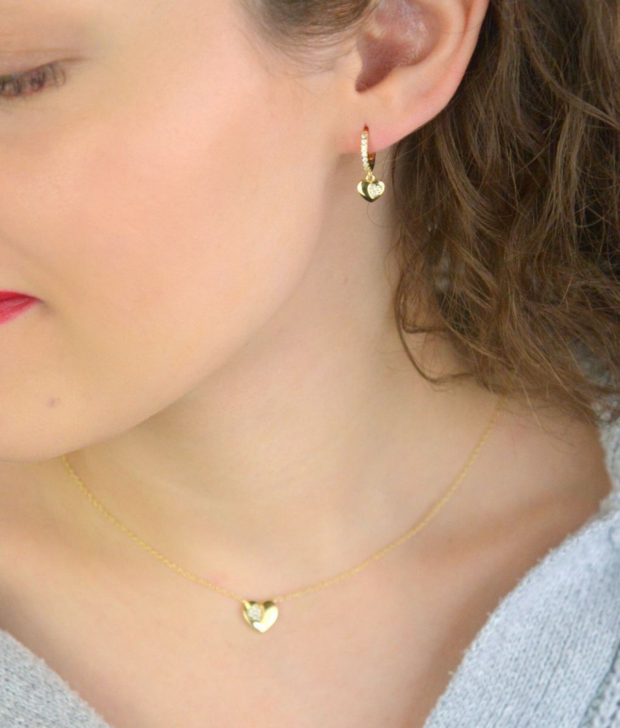 Kolczyki damskie Nomination Italy Petit Sparkle srebrne pozłacane serduszka 242305 006.jpg